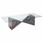 Paul Evans for Directional Pe13 Mid Century Bronzed Steel and Glass Coffee Table