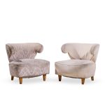 Paul Laszlo Mid Century Scroll Lounge Chairs - Pair
