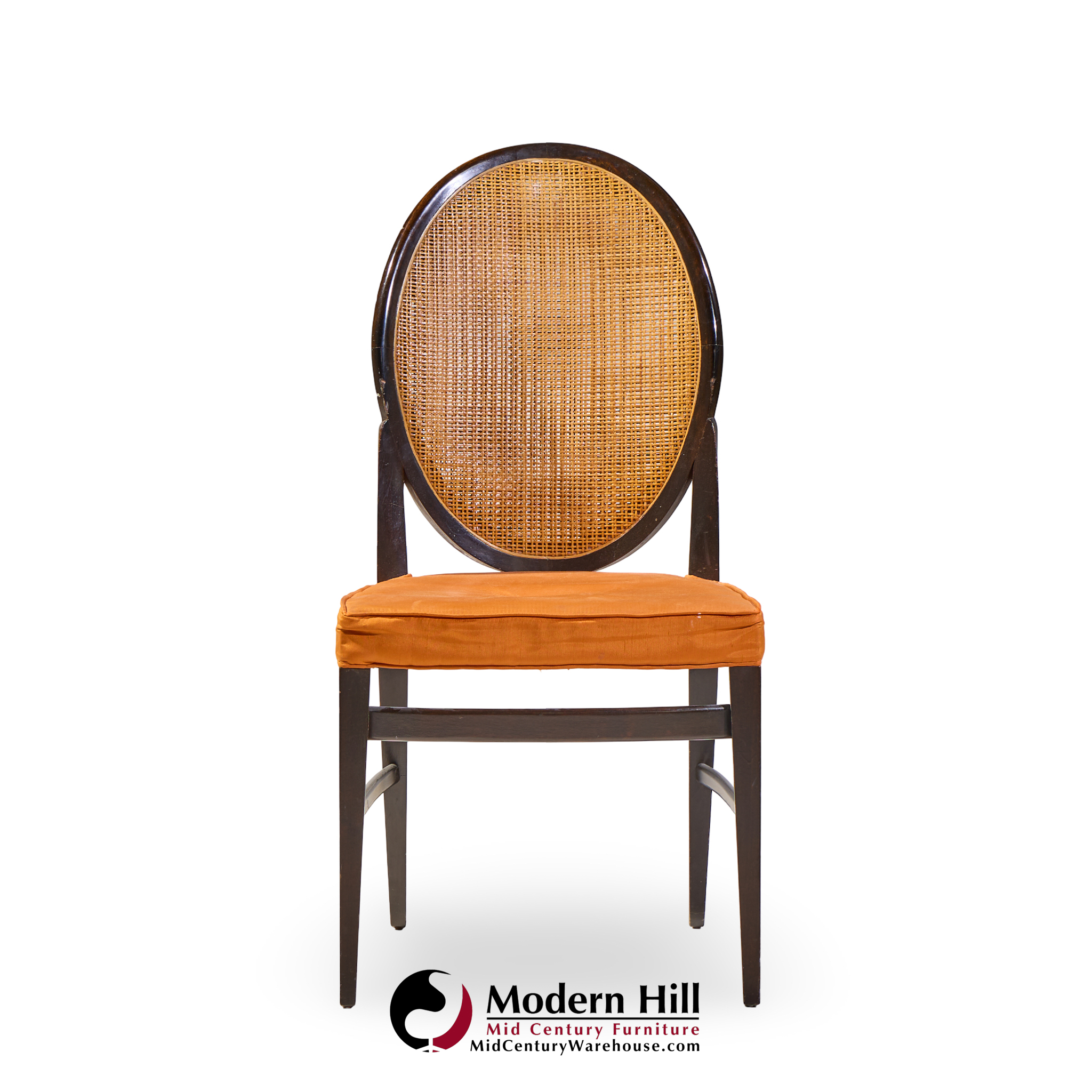 paul mccobb for calvin furniture mid century double cane and mahogany dining chairs - set of 6