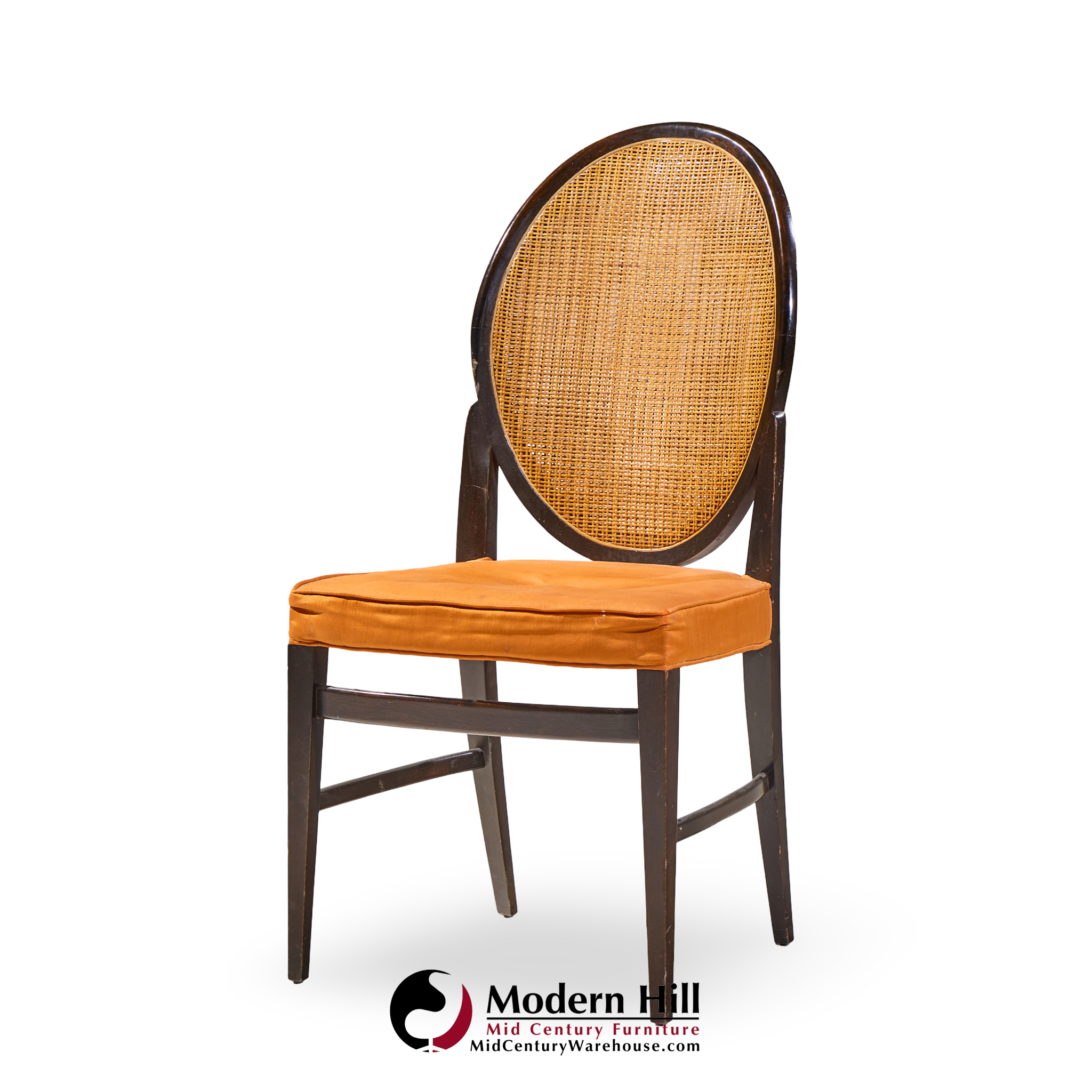 paul mccobb for calvin furniture mid century double cane and mahogany dining chairs - set of 6