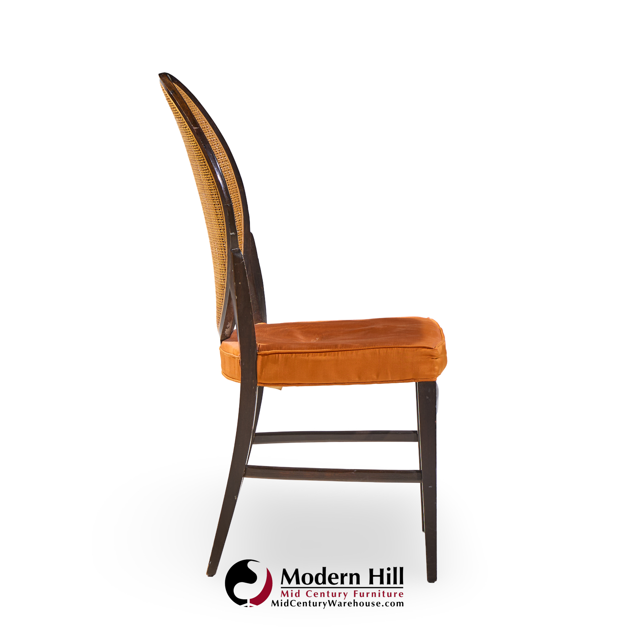 paul mccobb for calvin furniture mid century double cane and mahogany dining chairs - set of 6