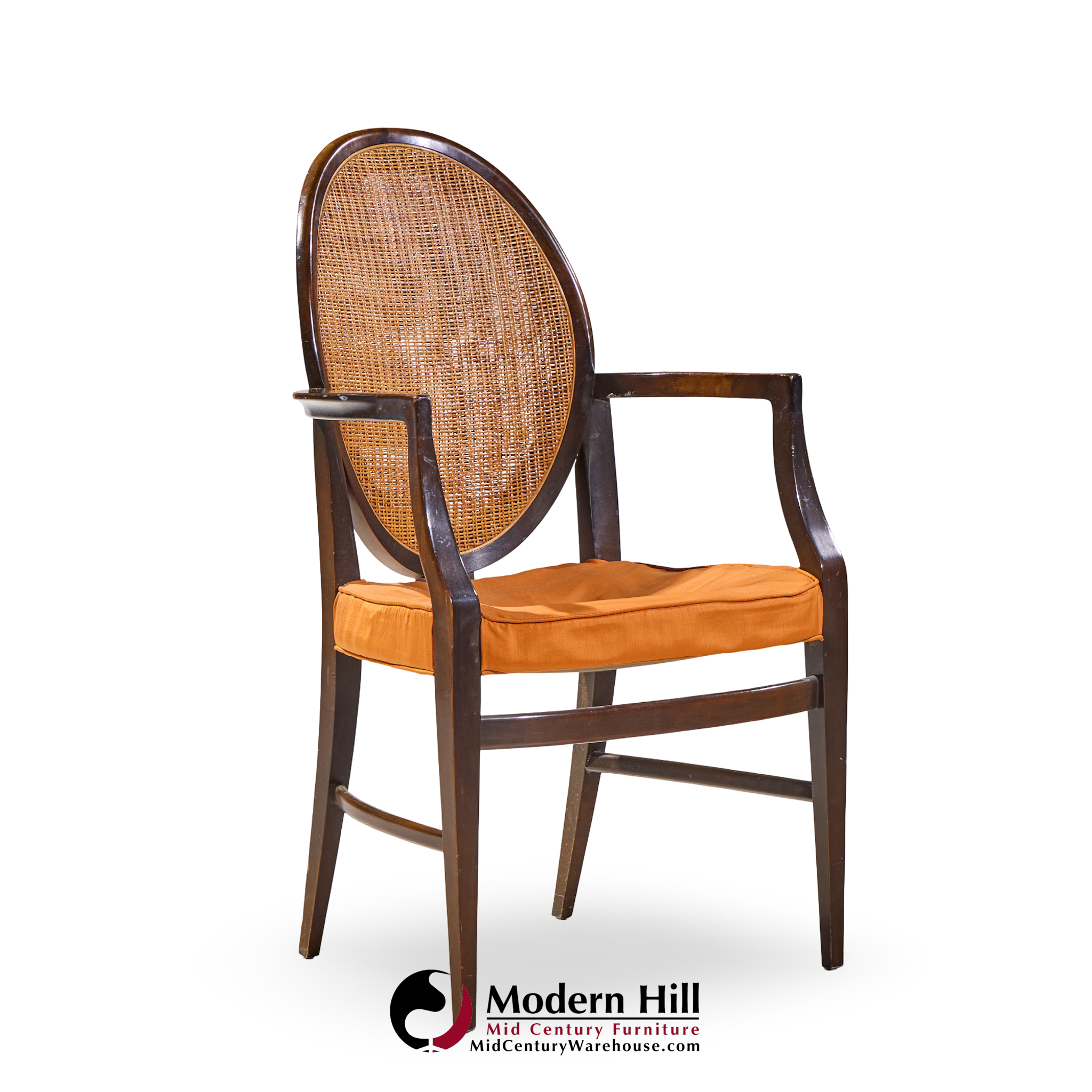 paul mccobb for calvin furniture mid century double cane and mahogany dining chairs - set of 6