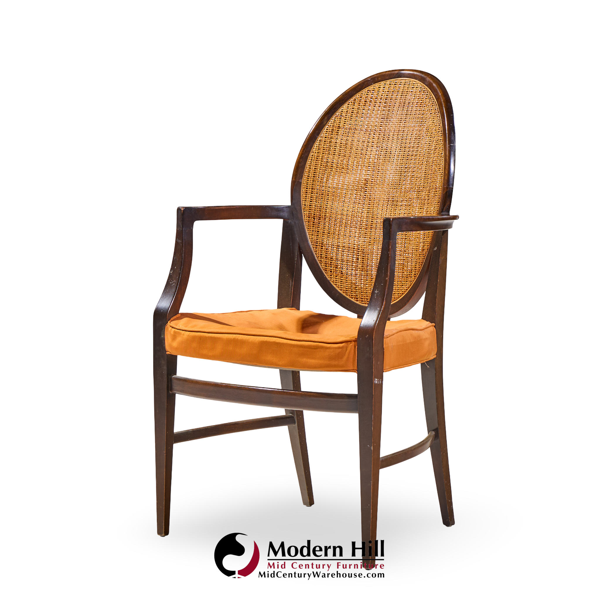 paul mccobb for calvin furniture mid century double cane and mahogany dining chairs - set of 6