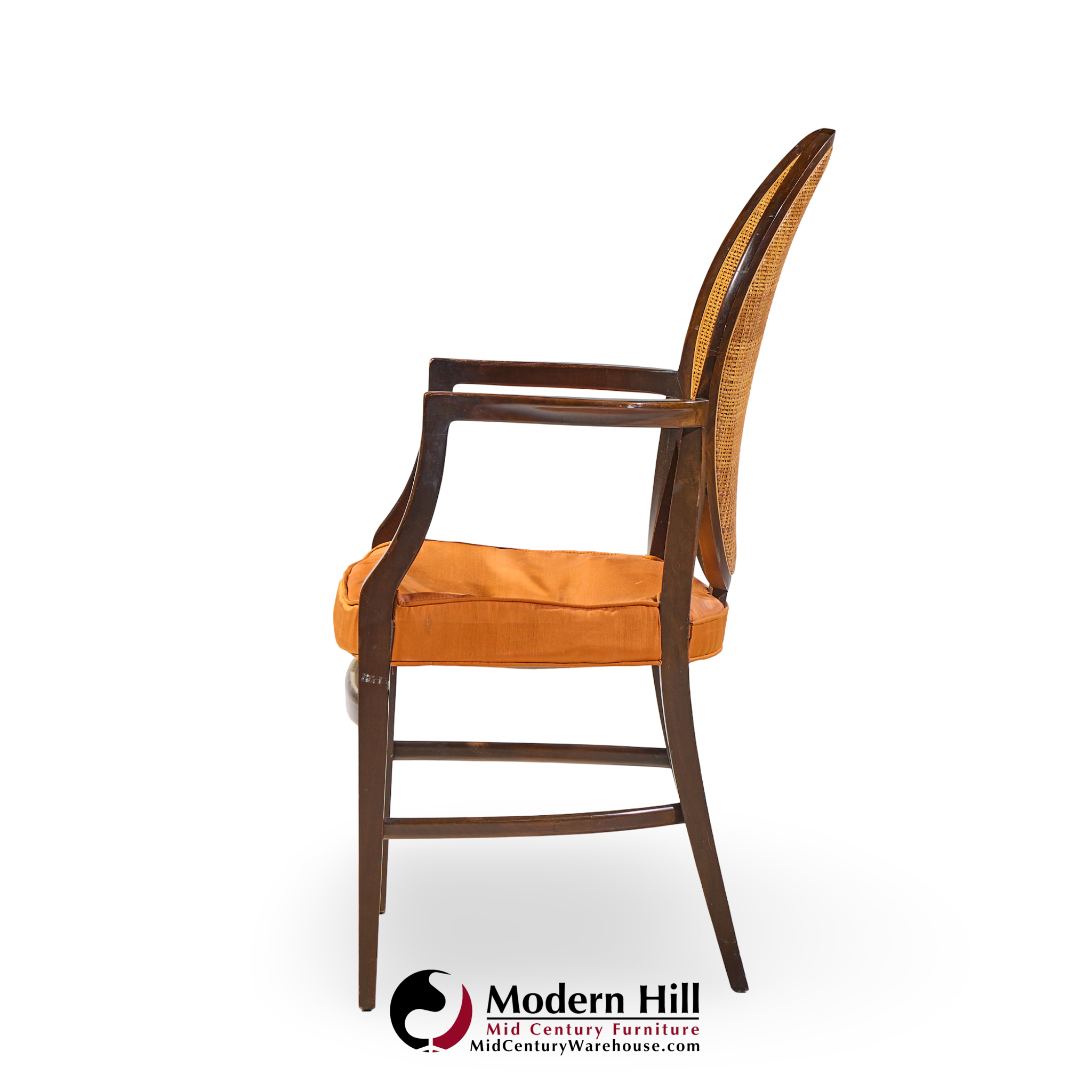 paul mccobb for calvin furniture mid century double cane and mahogany dining chairs - set of 6