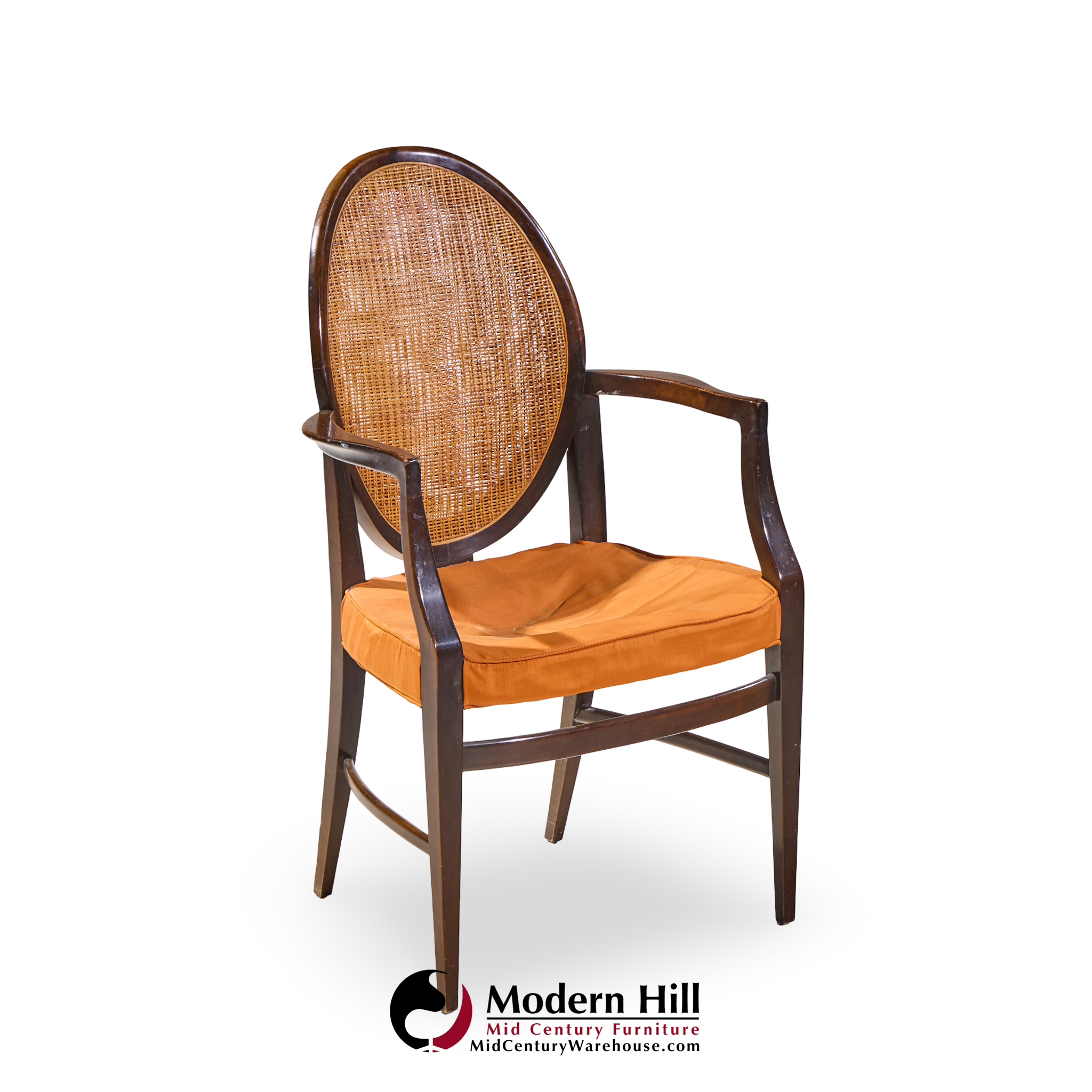 paul mccobb for calvin furniture mid century double cane and mahogany dining chairs - set of 6