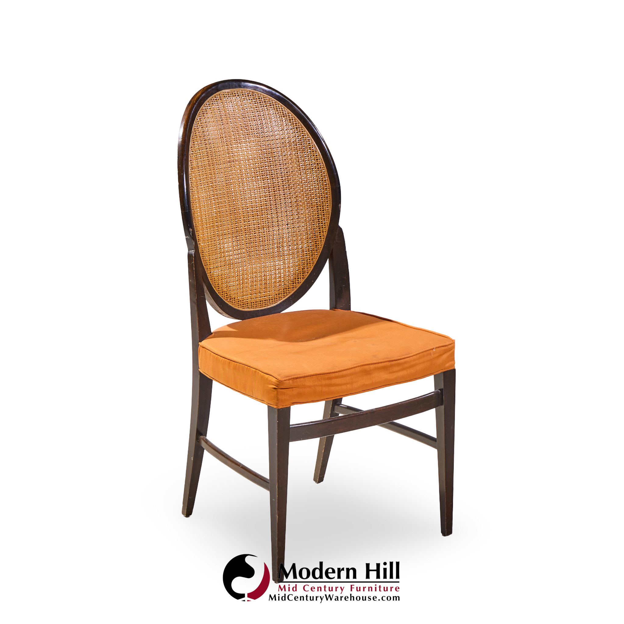 paul mccobb for calvin furniture mid century double cane and mahogany dining chairs - set of 6