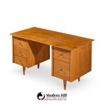 Paul Mccobb for Winchendon Mid Century Maple Double Pedestal Desk with T Pulls