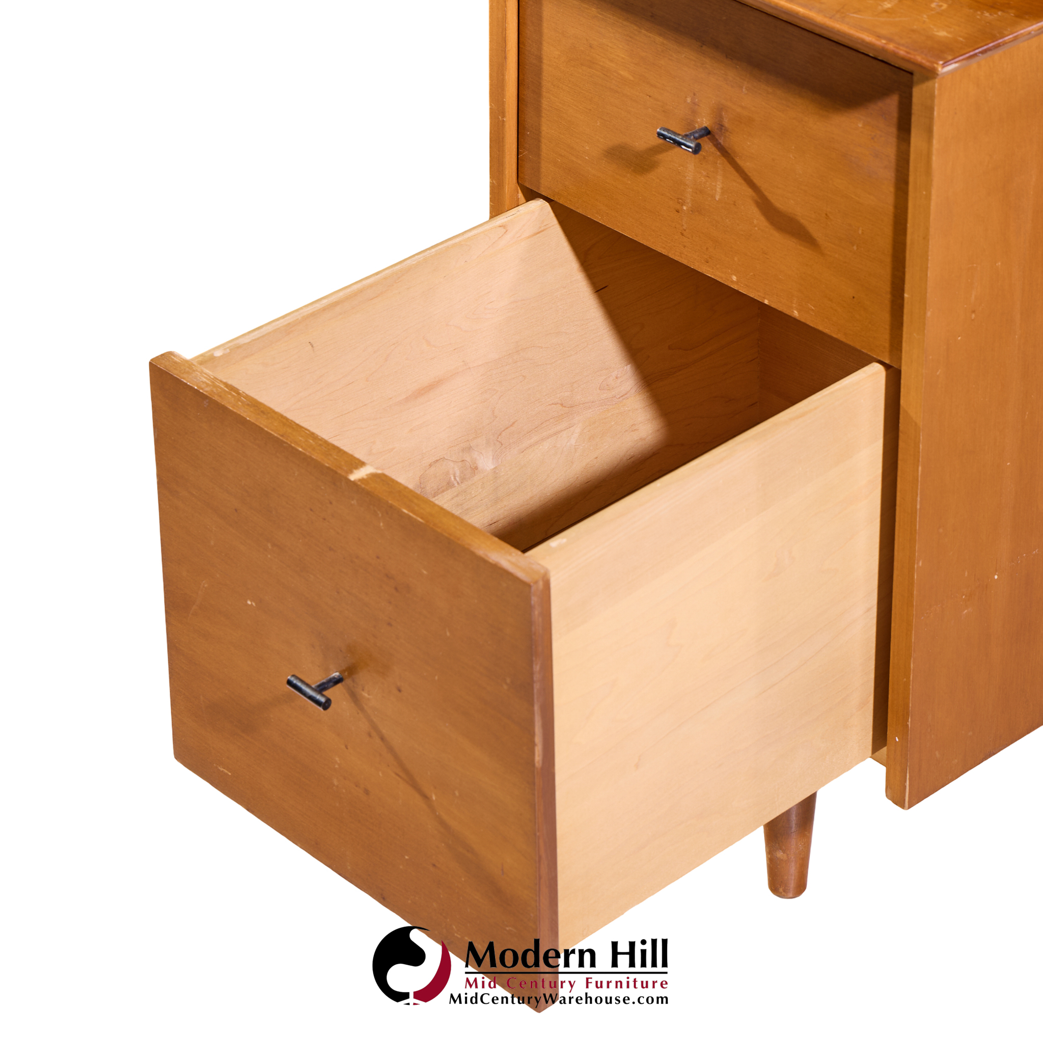 Paul Mccobb for Winchendon Mid Century Maple Double Pedestal Desk with T Pulls