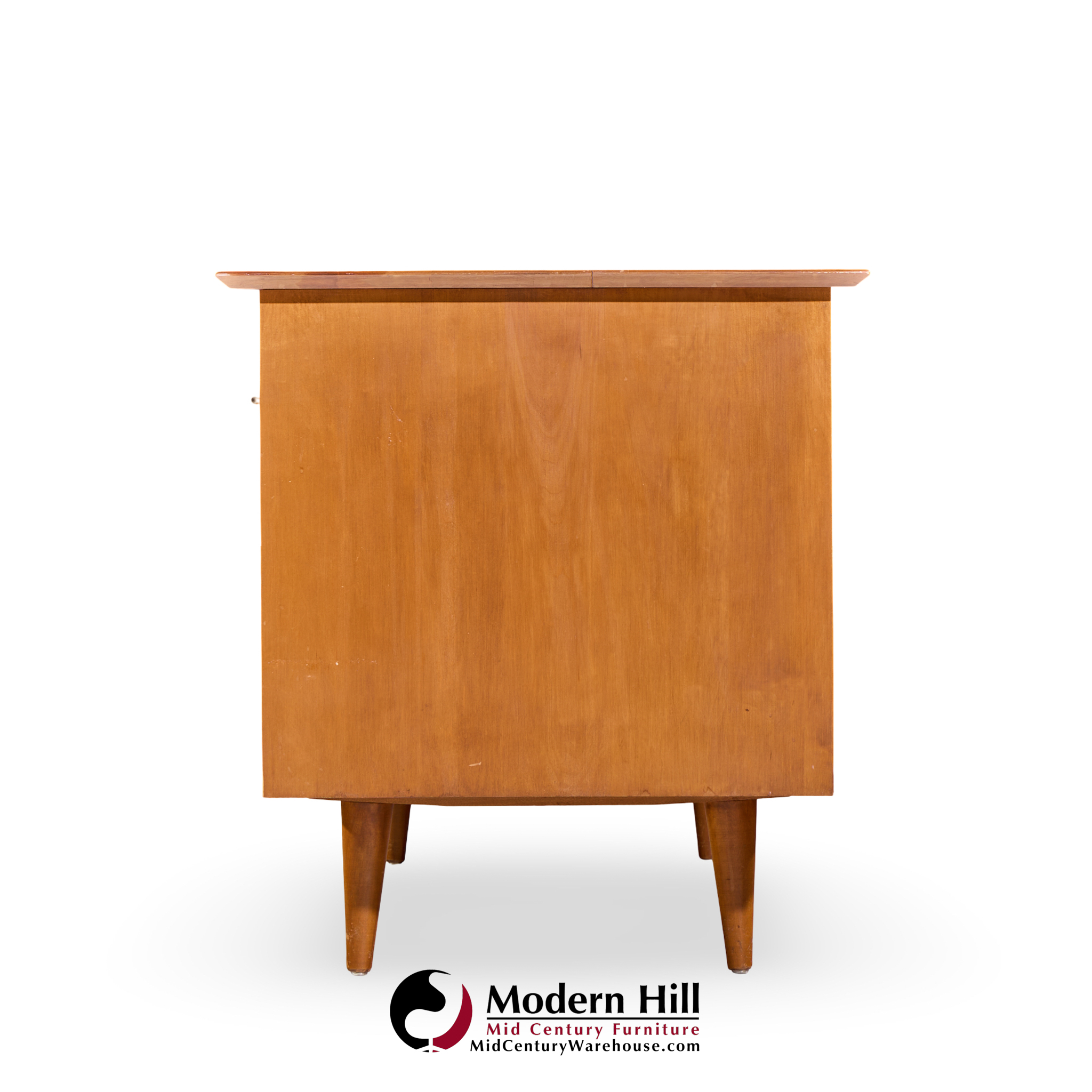 Paul Mccobb for Winchendon Mid Century Maple Double Pedestal Desk with T Pulls