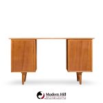 Paul Mccobb for Winchendon Mid Century Maple Double Pedestal Desk with T Pulls