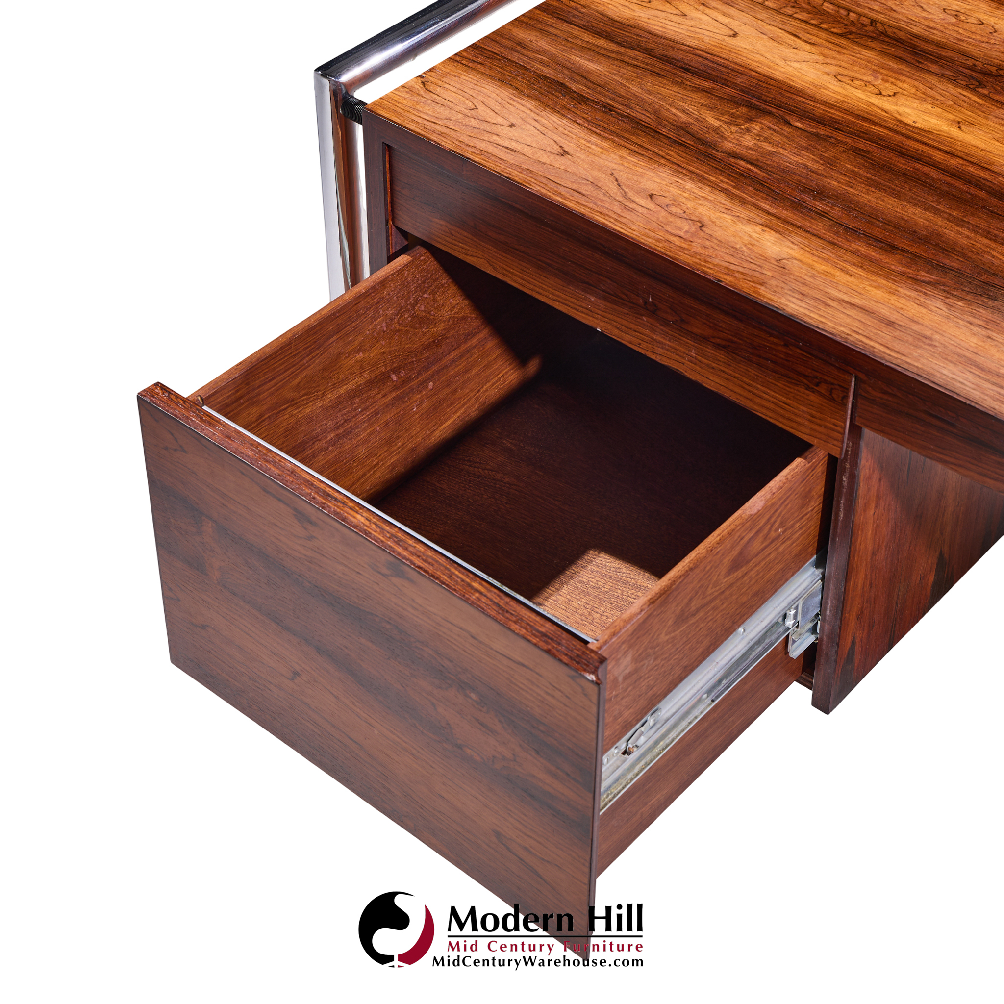 Scandiline Mid Century Rosewood Desk and Chrome Executive Desk