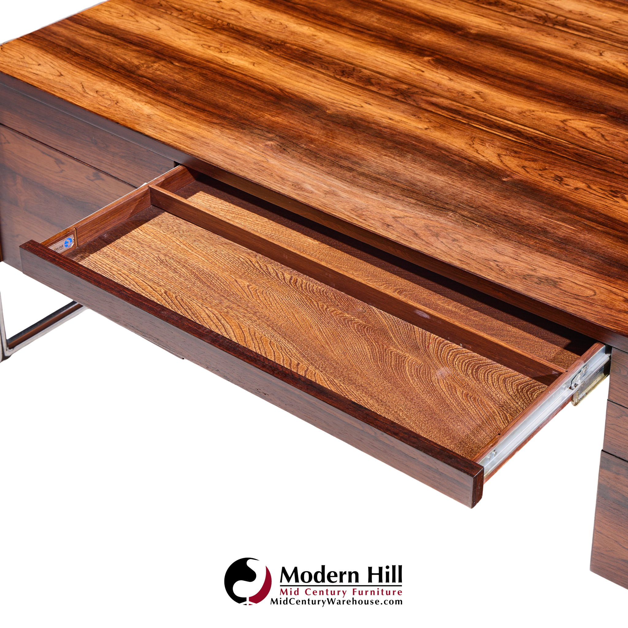 Scandiline Mid Century Rosewood Desk and Chrome Executive Desk