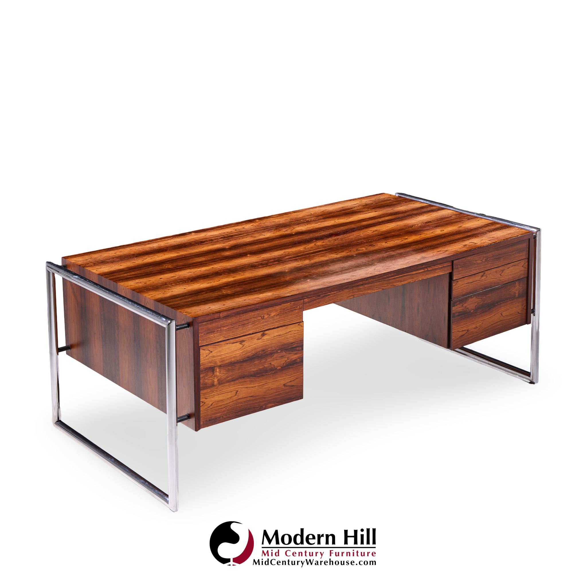 Scandiline Mid Century Rosewood Desk and Chrome Executive Desk