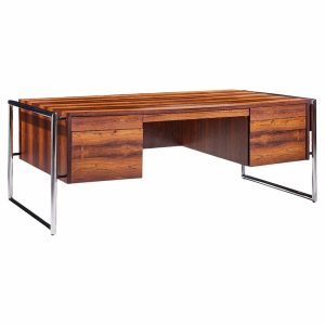 scandiline mid century rosewood desk and chrome executive desk