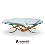 Silas Seandel Brutalist Mid Century Glass and Gilt Bronze Coffee Table