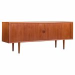 svend aage larsen mid century danish teak tambour door credenza