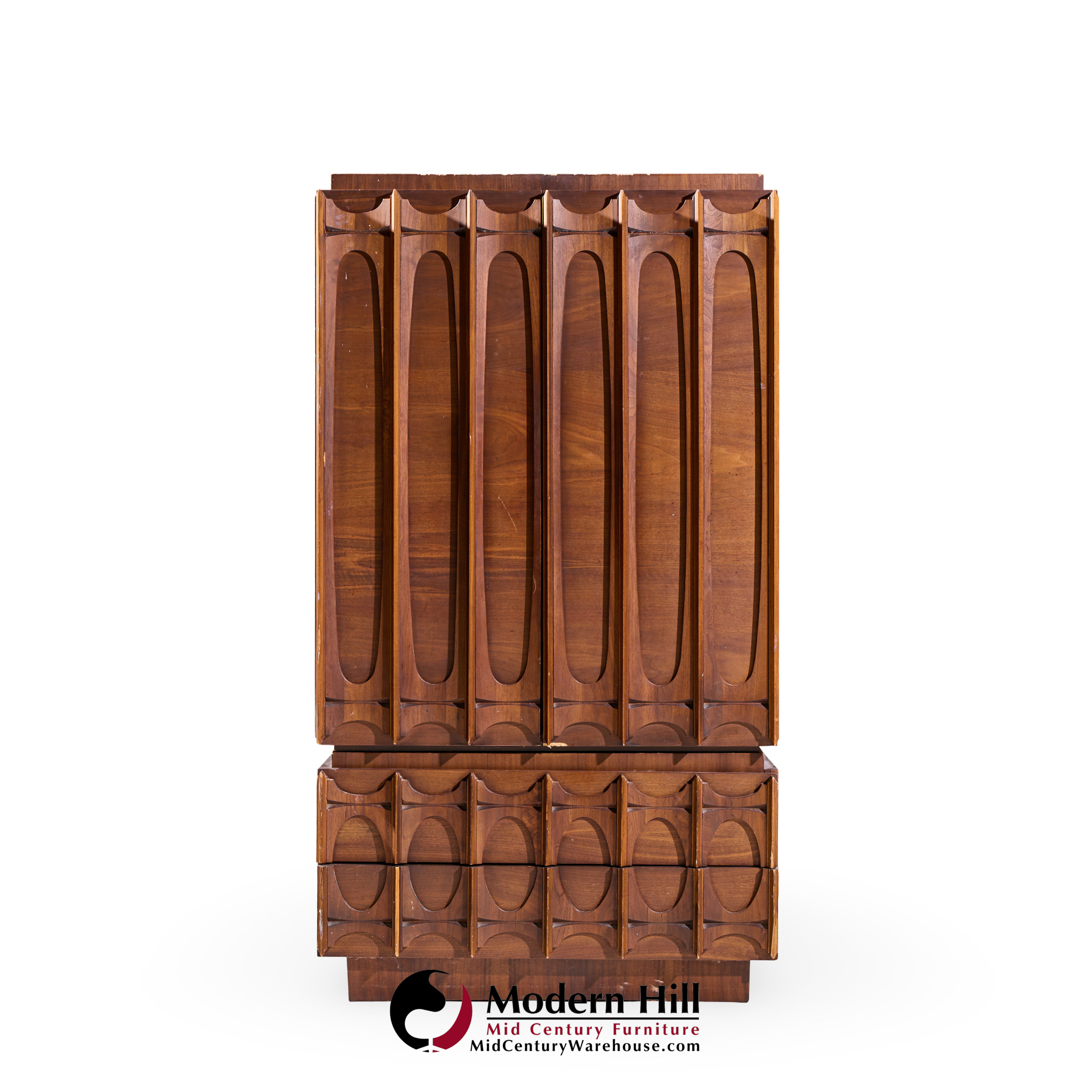 Tobago Brutalist Mid Century Walnut Armoire Dresser | Mid Century Modern Furniture - Mid Century Furniture Chicago Tobago Brutalist Mid Century Walnut Armoire Dresser