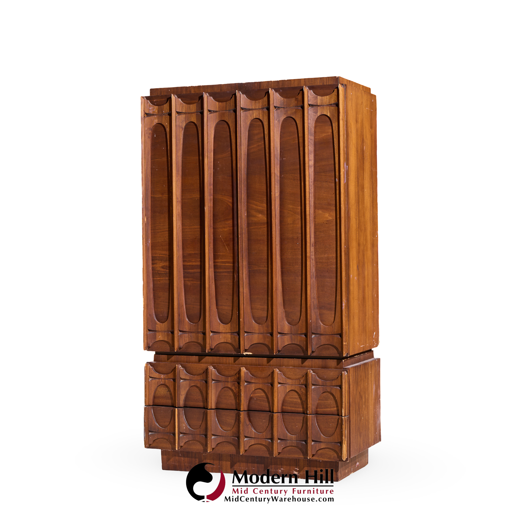Tobago Brutalist Mid Century Walnut Armoire Dresser | Mid Century Modern Furniture - Mid Century Furniture Chicago Tobago Brutalist Mid Century Walnut Armoire Dresser