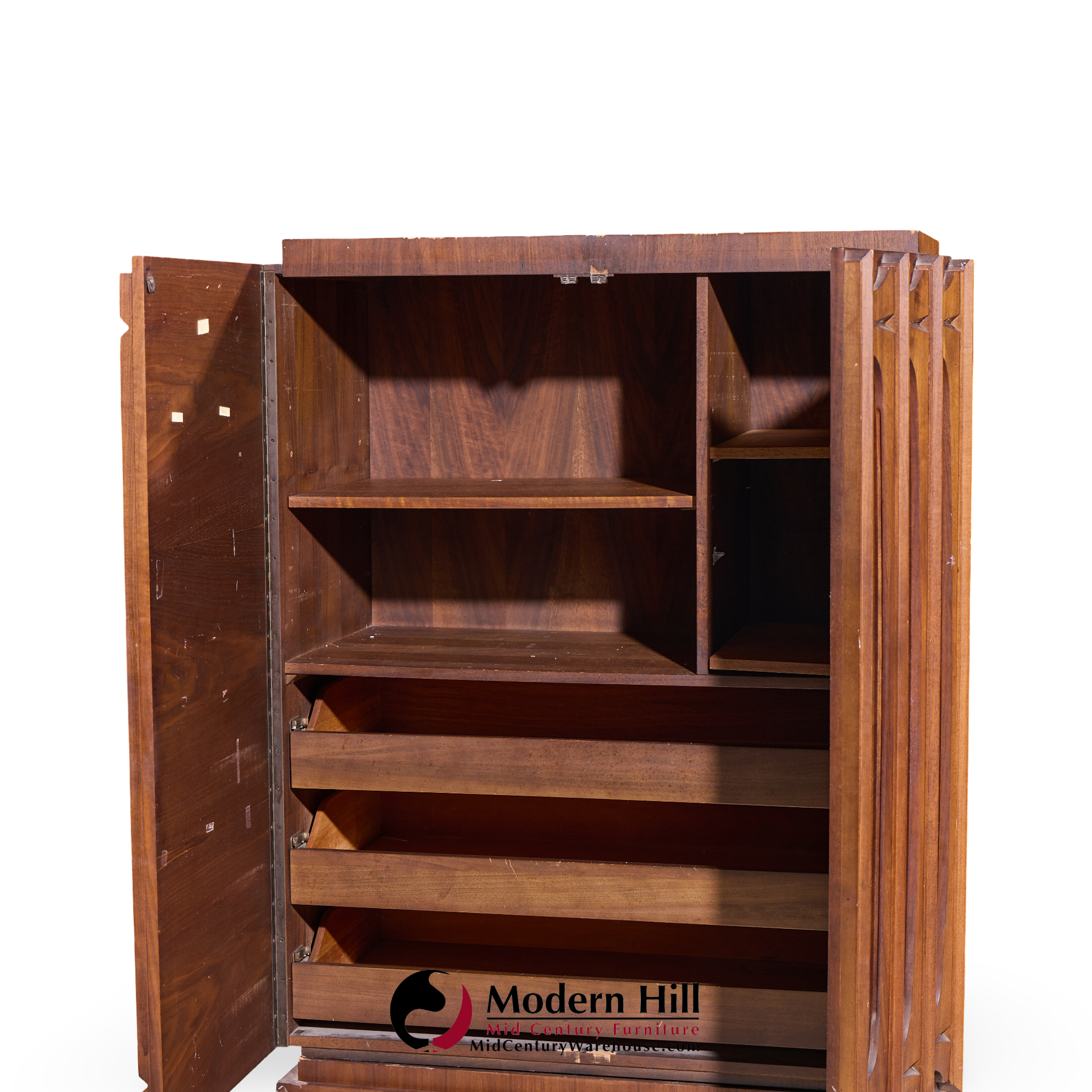 Tobago Brutalist Mid Century Walnut Armoire Dresser | Mid Century Modern Furniture - Mid Century Furniture Chicago Tobago Brutalist Mid Century Walnut Armoire Dresser