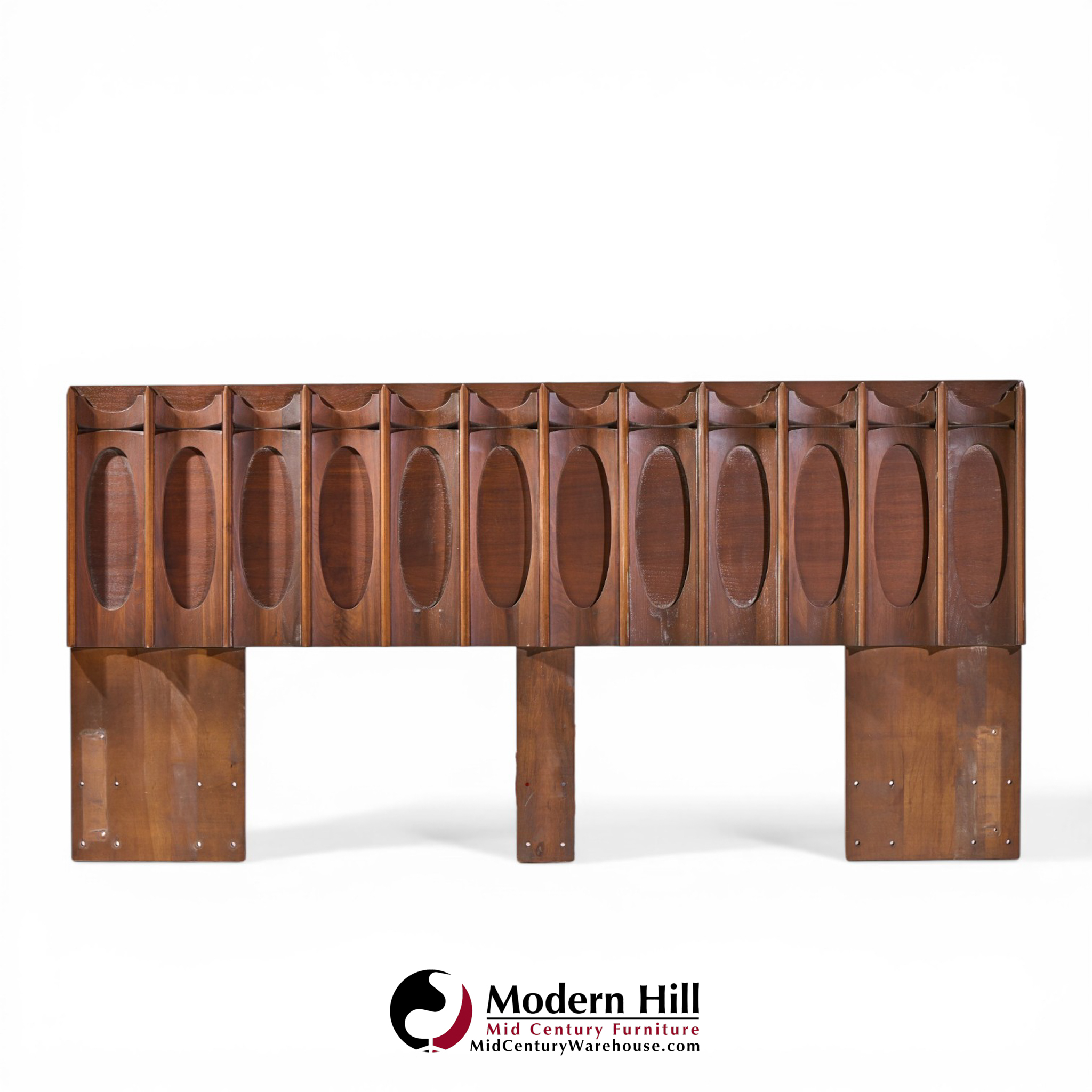 Tobago Brutalist Mid Century Walnut King Headboard
