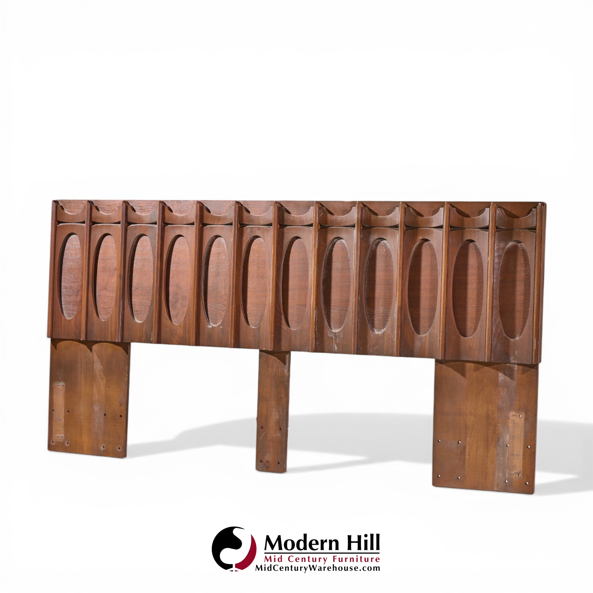 Tobago Brutalist Mid Century Walnut King Headboard