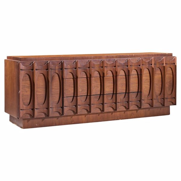 Tobago Brutalist Mid Century Walnut Lowboy Dresser