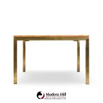 Tomlinson Mid Century Burlwood and Brass Expanding Dining Table with 2 Leaves