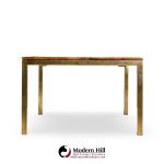 Tomlinson Mid Century Burlwood and Brass Expanding Dining Table with 2 Leaves