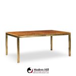Tomlinson Mid Century Burlwood and Brass Expanding Dining Table with 2 Leaves