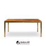 Tomlinson Mid Century Burlwood and Brass Expanding Dining Table with 2 Leaves