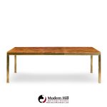 Tomlinson Mid Century Burlwood and Brass Expanding Dining Table with 2 Leaves