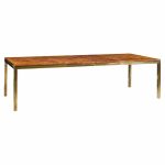 Tomlinson Mid Century Burlwood and Brass Expanding Dining Table with 2 Leaves
