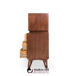 Vladimir Kagan Style Mid Century Sculpted Walnut Highboy Dresser