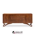 vladimir kagan style mid century sculpted walnut lowboy dresser