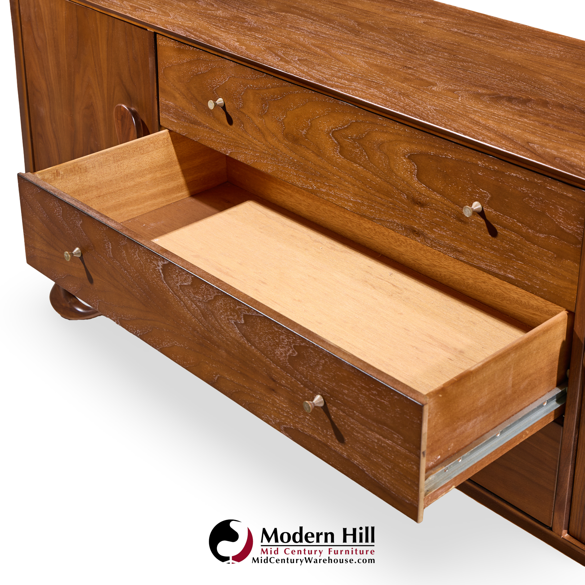 vladimir kagan style mid century sculpted walnut lowboy dresser