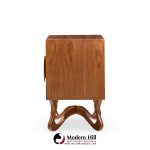Vladimir Kagan Style Mid Century Sculpted Walnut Nightstands - Pair