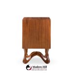 Vladimir Kagan Style Mid Century Sculpted Walnut Nightstands - Pair