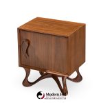 Vladimir Kagan Style Mid Century Sculpted Walnut Nightstands - Pair