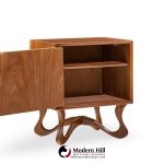 Vladimir Kagan Style Mid Century Sculpted Walnut Nightstands - Pair