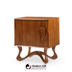 Vladimir Kagan Style Mid Century Sculpted Walnut Nightstands - Pair