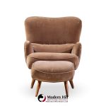 vladimir kagan for dreyfuss mid century highback barrel lounge chair with ottoman