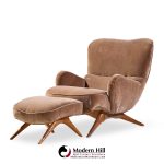 vladimir kagan for dreyfuss mid century highback barrel lounge chair with ottoman
