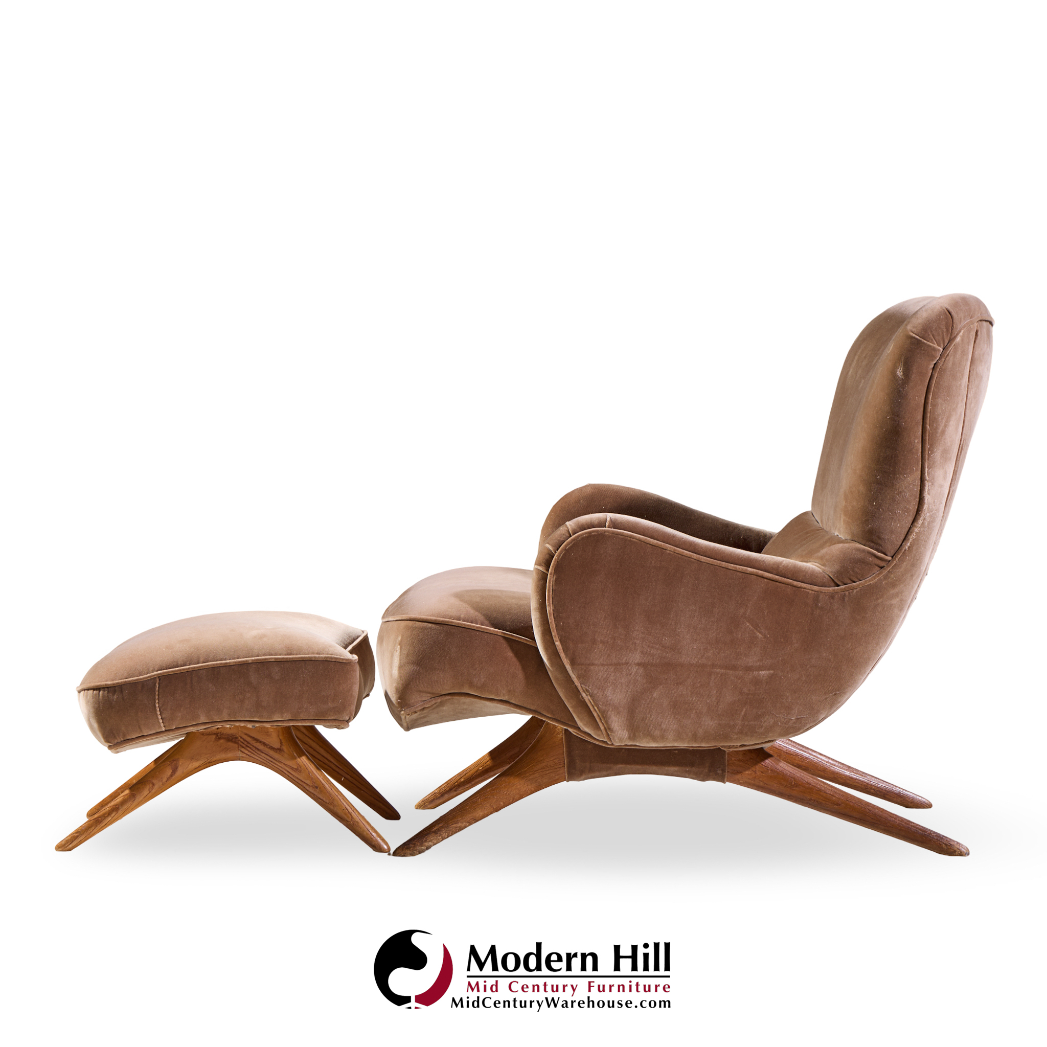 vladimir kagan for dreyfuss mid century highback barrel lounge chair with ottoman