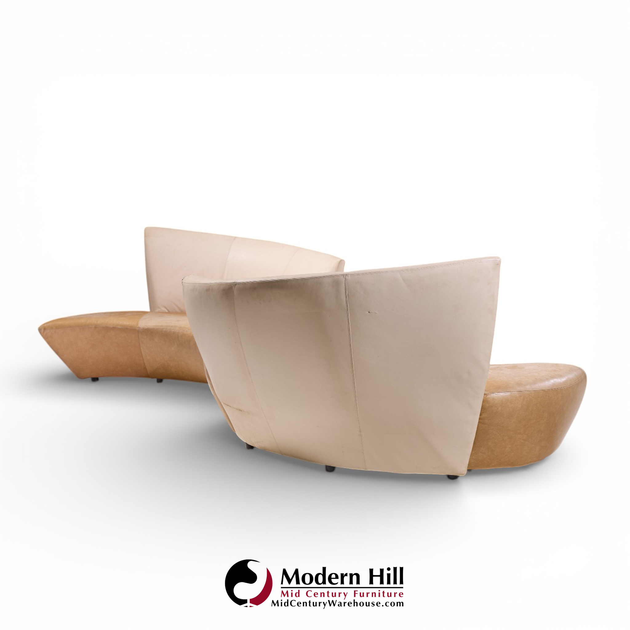 Vladimir Kagan for Preview Mid Century Serpentine Sofas - Pair