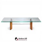 Vladimir Kagan for Selig Mid Century Walnut and Glass Propeller Coffee Table