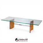 Vladimir Kagan for Selig Mid Century Walnut and Glass Propeller Coffee Table
