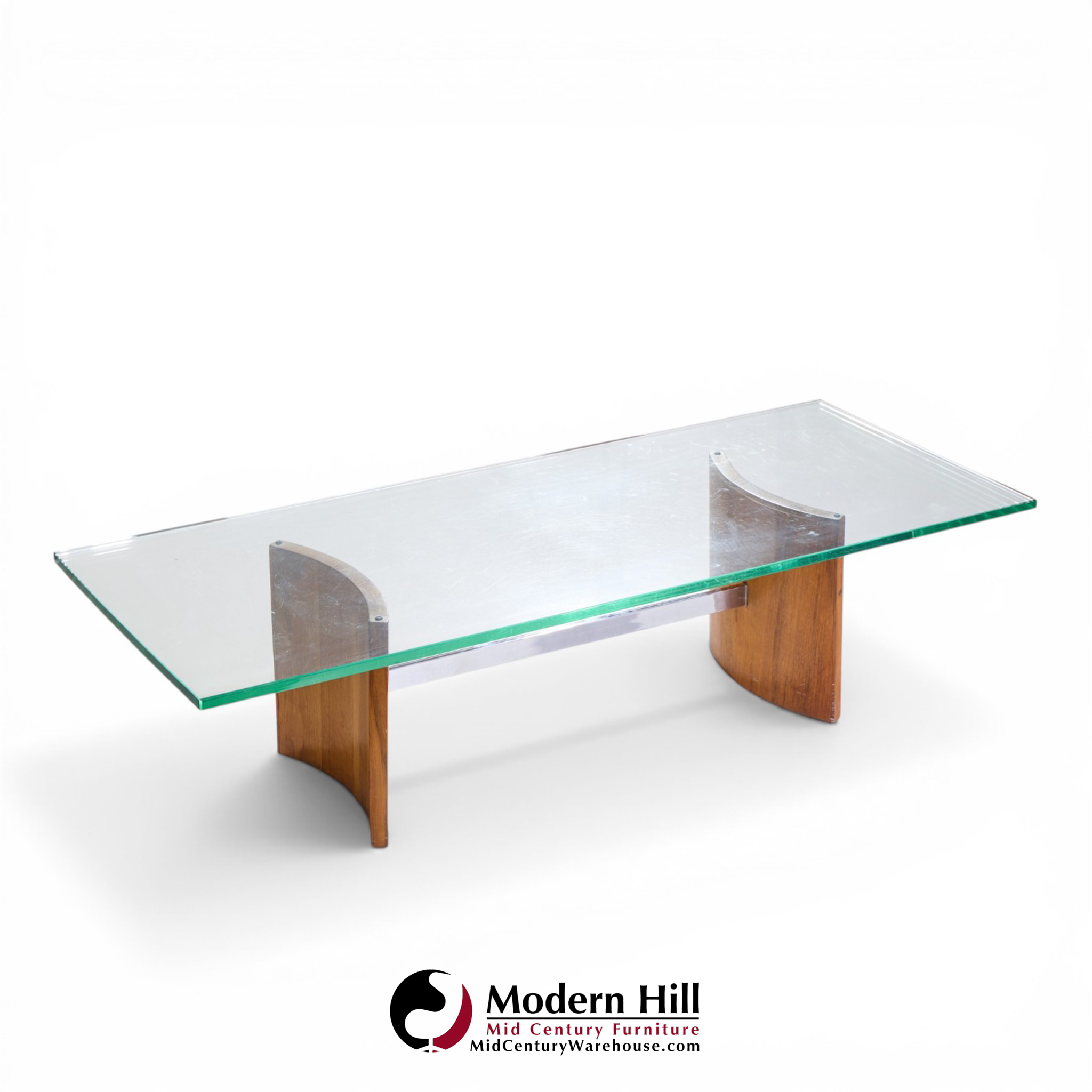 Vladimir Kagan for Selig Mid Century Walnut and Glass Propeller Coffee Table