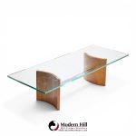 Vladimir Kagan for Selig Mid Century Walnut and Glass Propeller Coffee Table