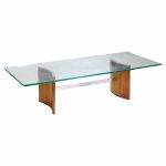 Vladimir Kagan for Selig Mid Century Walnut and Glass Propeller Coffee Table