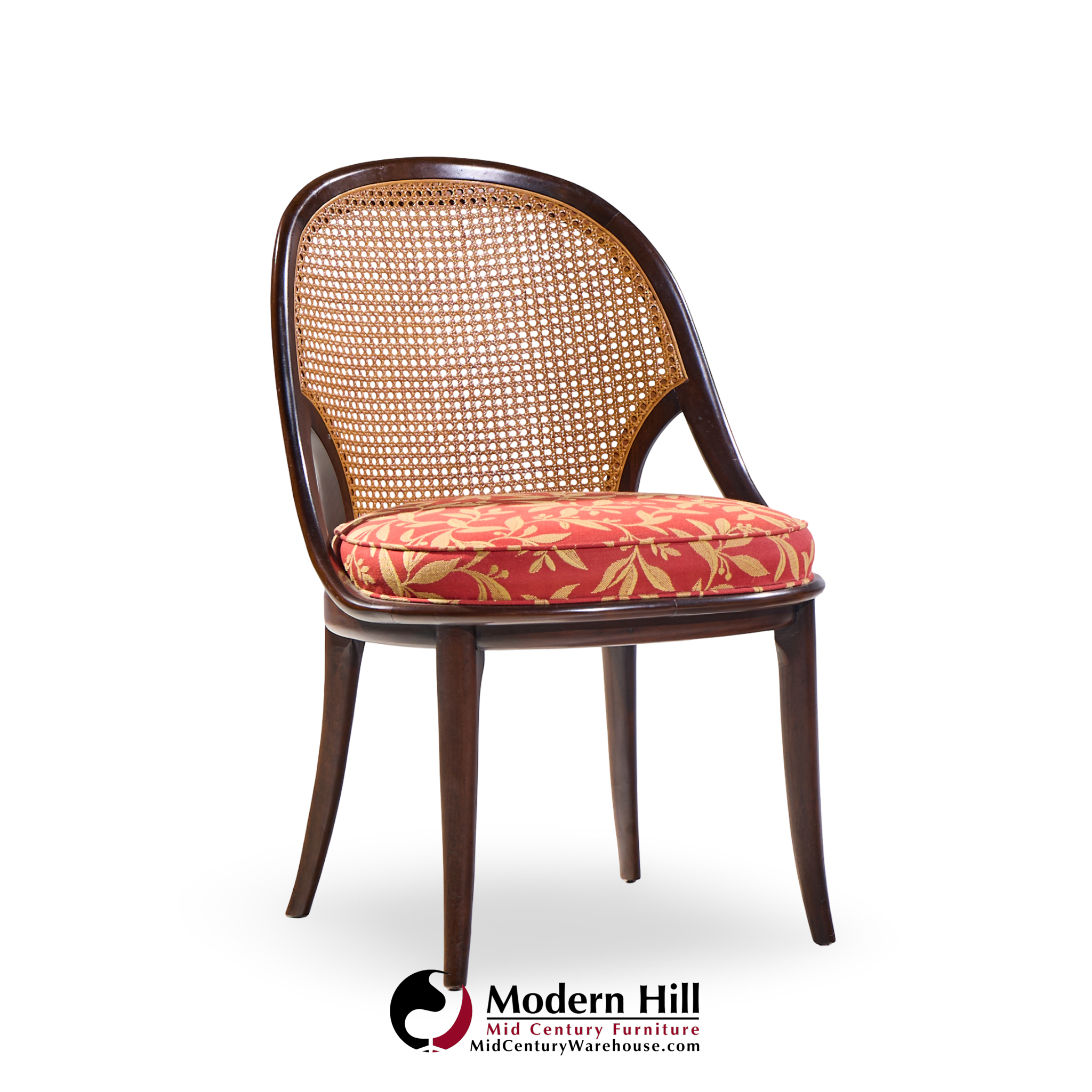 Widdicomb Mid Century Camel Back Cane and Mahogany Dining Chairs - Set of 6